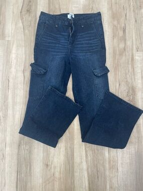 Time and Tru Dark Blue Flare Cargo Jeans